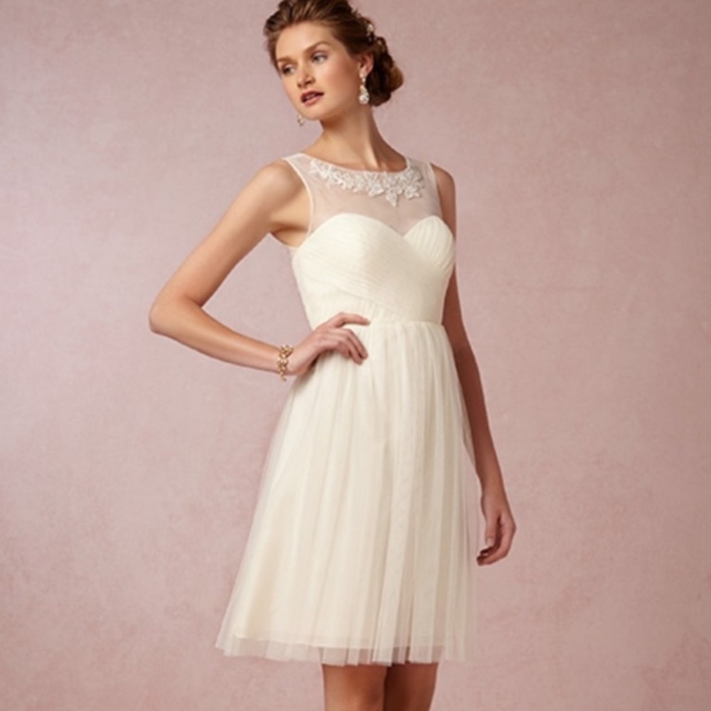 BHLDN Jenny Yoo Chloe Ivory Tulle Bridal Midi Dress